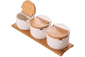 MAGNITT Ceramics Storage Jar Porcelain Condiment Jar Spice Container with with Flip Lid and Spoon - Best Creative Seasoning Box for Your Home, Kitchen, Counter (3)