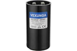 VEXUNGA 233-280 uF MFD 250 VAC 50/60 Hz Round Motor Start Capacitor CD60 Single Phase Capacitors for AC Motors Starting or Po