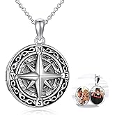 SHEAISRS Compass Locket Necklace Holds Pictures Photo Keep Someone Near to You Custom Jewelry Personalized Locket Necklace for Men Women Boyfriend Son Adjustable Chain