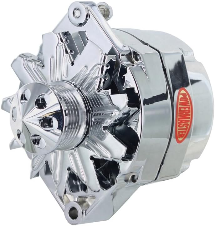 Powermaster 17294-313 Chrome Alternator (12SI 100A 6 Groove Pulley & Cone 1 or 3 Wire)