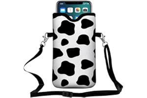 FREZORA Cell Phone Sleeves Bag Case Crossbody Neoprene Holder Lanyard Phone Pouch for Women Men 7.5 X 4.5 Inches - Diary Cattle