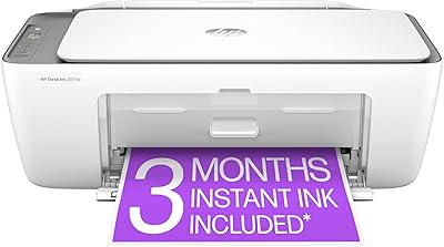 HP DeskJet 2855e Wireless All-in-One Color Inkjet Printer, Scanner, Copier, Best-for-home, 3 months of Instant Ink included, Single-band Wi-Fi connectivity (588S5A)