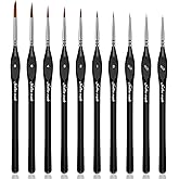 Golden Maple Detail Paint Brushes Set 10pcs Miniature Brushes for Fine Detailing & Art Painting - Acrylic, Watercolor, Oil, M