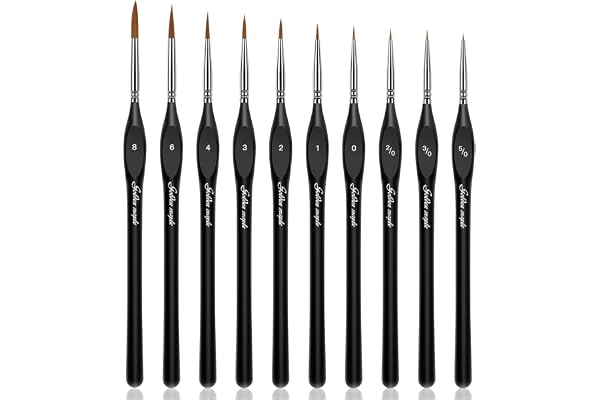 Detail Paint Brushes Set 10pcs Miniature Brushes for Fine Detailing & Art Painting - Acrylic, Watercolor,Oil,Models
