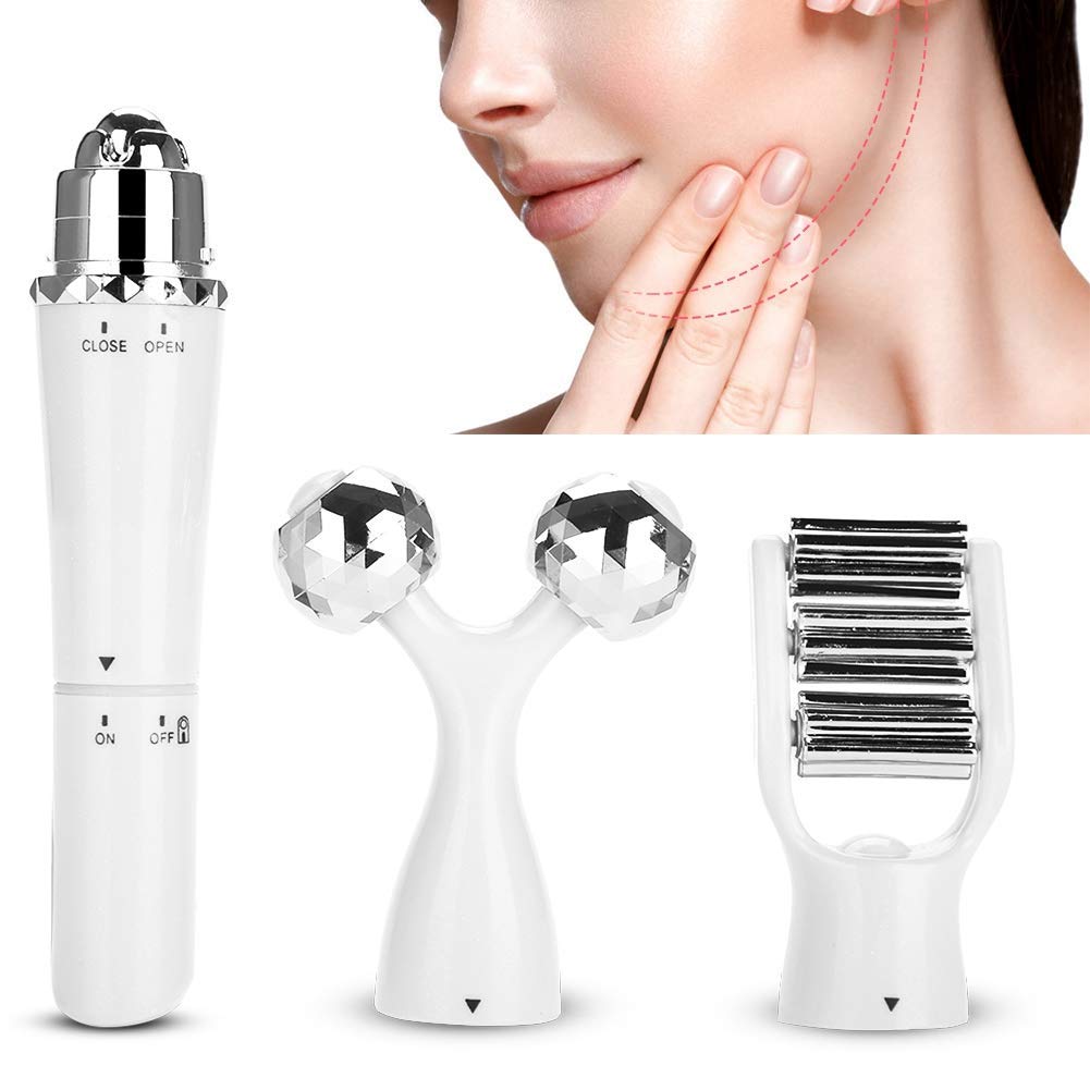 3in1 3D Roller Massager Face Lifting Body Slimming Tightening Skin Portable Handheld Face Care Beauty Device Face Lift, Anti-Wrinkles, Skin Tightening(White)