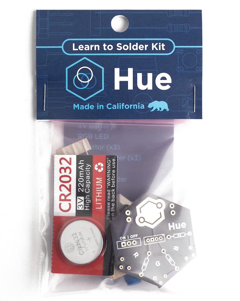 Hue Soldering Kit | DIY Electronics Projects for Beginners | Practice for Students, STEM Classes & Events | Science Project Electronic RGB LED Light Circuit Board with Battery