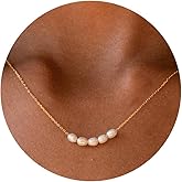 BSGRL Pearl Necklace for Women- 14K Gold-plated/White Gold-plated Dainty Pearl Necklace for Women