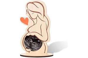 NQEUEPN Pregnant Woman Picture Frame, Length 7 Inch Wooden Pregnant Photo Frame Baby Heart Sign Picture Frame Gift for Pregnant Women Wife New Parents