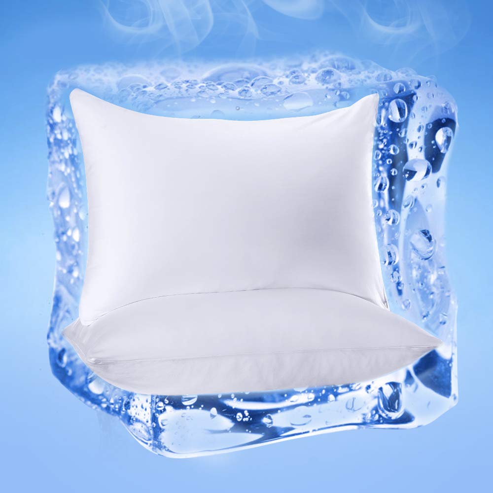 MarchpowerCooling Pillow Cases for Hot Sleepers Standard Size, Japanese Arc-Chill Cool Pillow Cases Double Design 2 Pack, Zipperd Breathable Skin-Friendly Cooling Pillowcase (20 X 26 inches)-White