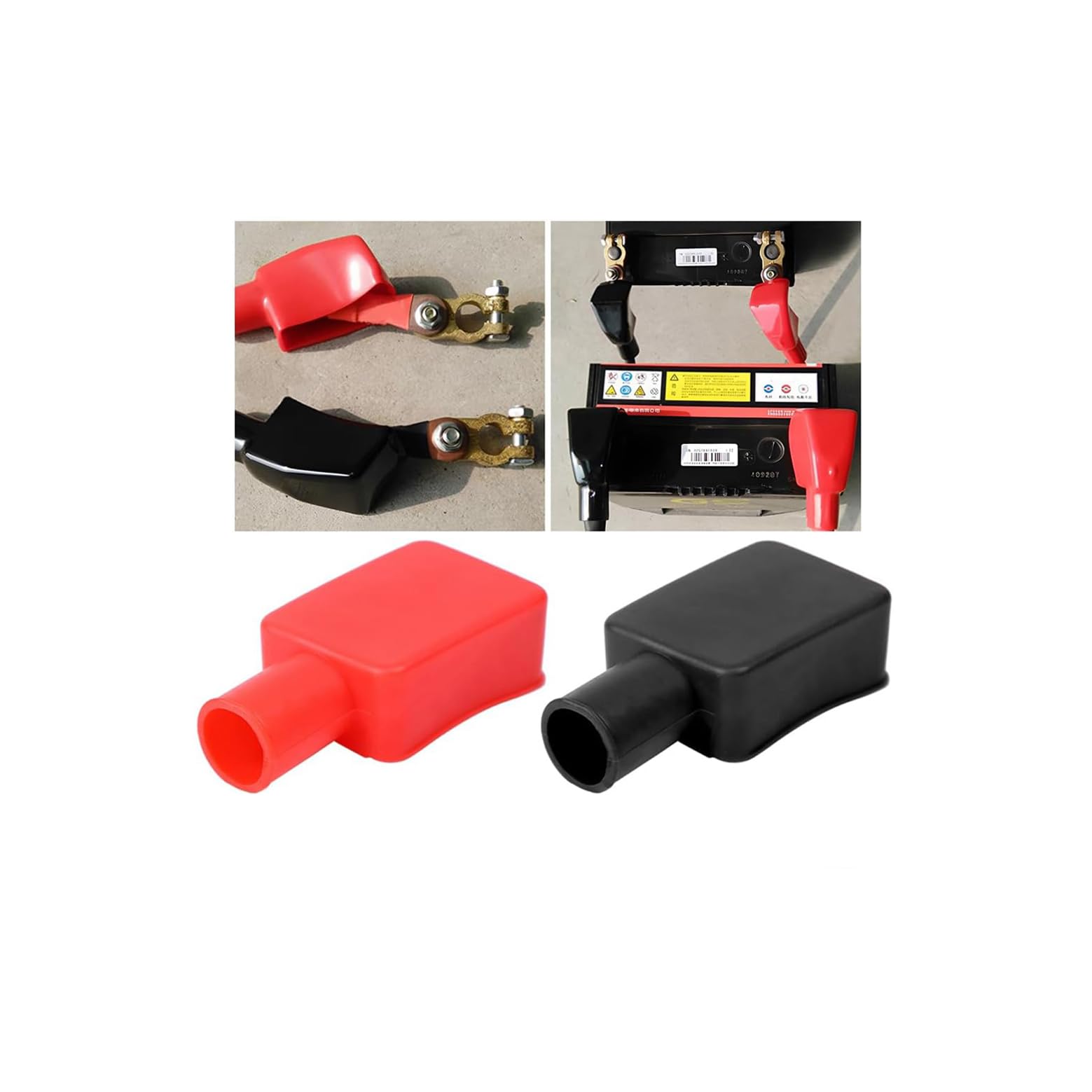 Photo 1 of Zipelo Car Battery Terminal Cover, 2PCS Soft Rubber Vehicle Insulating Battery Protector, Positive Negative Poles Automotive Stud Connector Top Post Cap, Universal for Truck Motorcycle Bike