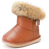 KVbabby Toddler boots Kids Snow Boots Girl's Warm Winter Boots Waterproof Boot PU Leather Non-slip
