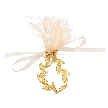 Buy Flawish Wedding Bridal Golden Leaves Beads Feather Headband