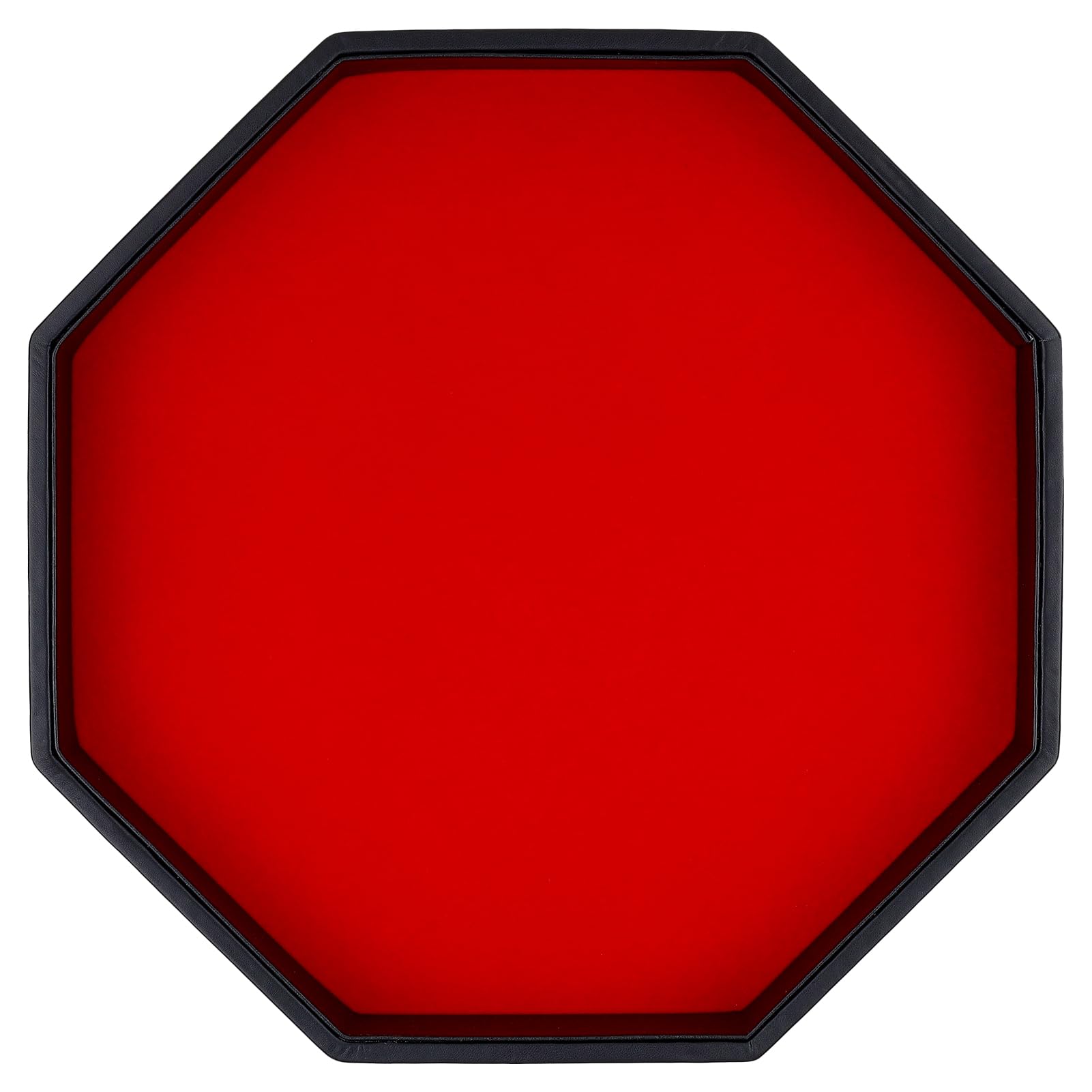 TOPTAN Dice RollingTray, Felt Lined PU Leather Octagon Dice Tray for Dungeon Crawler Games, Red