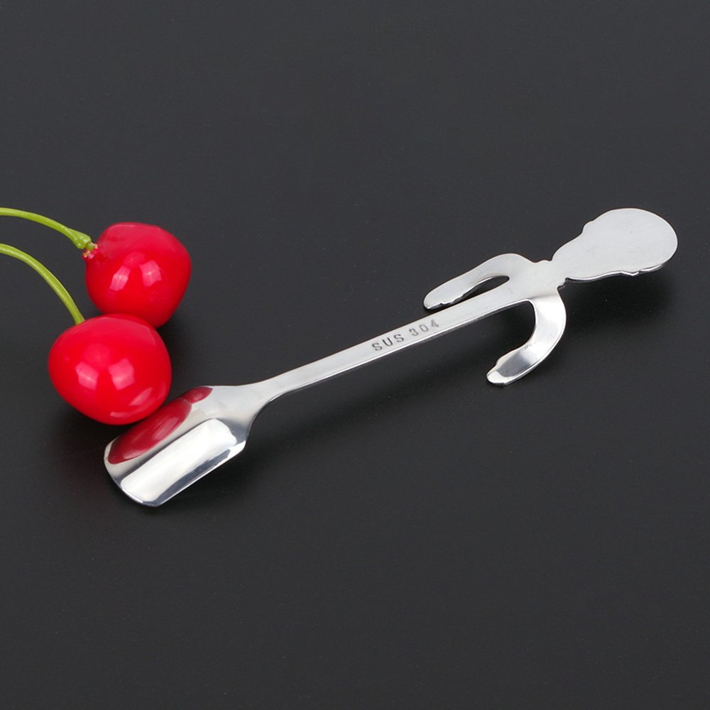 RYVORBE Skull Spoons Mini Coffee Spoon Set Stainless Steel Hanging Demitasse Spoons Novelty Small Spoons (5 Inches, Set of 4)