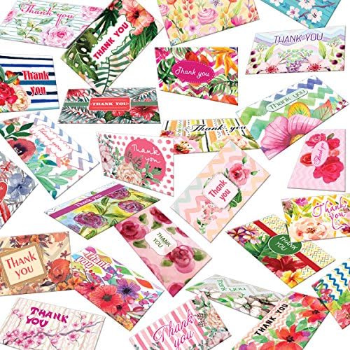 Hatinkaart - Thank You Card - 5.9" x 3.55"- Set of 40 Different Double-Sided Designs - without envelopes - Type Standard