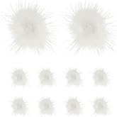 M METERXITY 10-Pack Faux Fur Pom Poms, 1 Inch/ 2.5 cm Soft Fluffy Pompoms Balls Faux Mint Fur with Elastic Loop Mini for Hats/Bags/Keychains/Knitting Accessories/DIY Crafts [White]