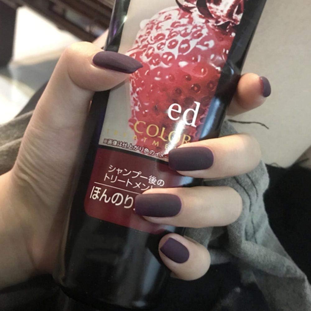 Poliphili 24Pcs Matte Medium Long Square Pure Color Wear False Nails Press On Full Coverage Acrylic Fake Nails Tips (Deep Coffee)