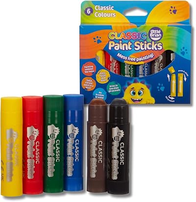 Little Brian Paint Sticks 6 Pack Assorted Colours Mess Free Twist & Paint