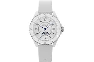 KAVVO Oyster Mini 38mm Bluetooth Smartwatch for Women, 1.1'' Delicate AMOLED Always-On Display, Rotating Bezel, Fitness Tracker with Female Health, Heart Rate Blood Oxygen Monitor(Ceramic White)