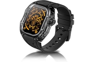 RYUEUYA Translucent Designer Rugged Case and Band Compatible for Apple Watch Ultra 3/2/1 49mm, Luxury Tactical Crystal Clear Military Protector for iWatch, B-BR