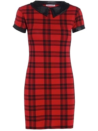 womens red tartan dress