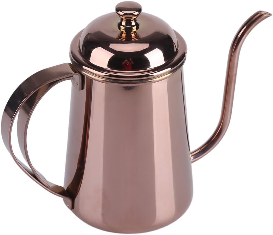 Yosoo Stainless Steel Tea Kettle Coffee Kettle Pour Over Coffee Pot Gooseneck Coffeepot Teapot 650ML (22oz)(Gold) - Image 3