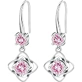 LULUQIFA Dangle Drop Earrings for Women 925 Sterling Silver Dainty Cubic Zirconia Gemstone Leverback Pendant Earring Hypoallergenic Trendy Jewelry for Her Wife Birthday Gifts