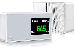 ABIAOPURE Air Quality Monitor, 3 in 1 Multifunctional CO2 Detector Carbon Dioxide Monitor Accurate Tester Air Quality Detector Air Analyzer for CO2 for Indoor Home Office (White)