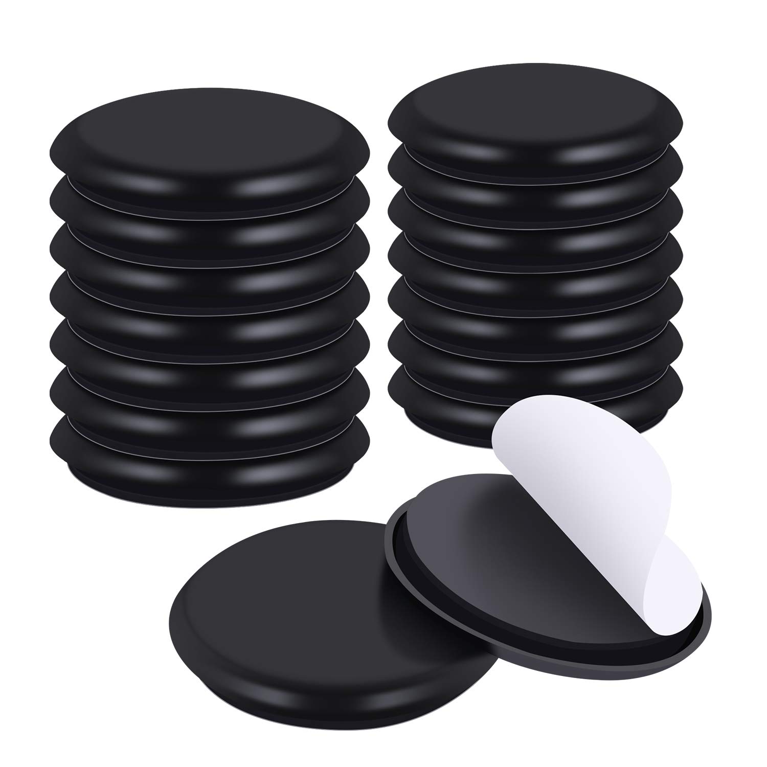 Ezprotekt 16 PCS Furniture Sliders for Carpet Sliders 2-3/8" for Moving Furniture Movers Carpet Gliders Glides Self-Adhesive Furniture Moving Pads 60 MM Black — image 1