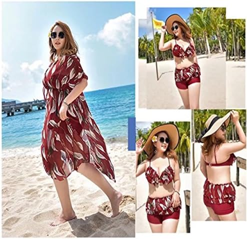 Amazon 大きいサイズ 水着 レディース 水着 大きいサイズ 水着 21号 レディース ビキニ 4点セット水着 ホルターネック 体型カバー ママ 水着 花柄 着やせ 4l 5l 6l 7lかわいい ボクサーパンツ ワイヤー入り お腹も隠せます 韓国風 大人 女性用 スモック付き 贈り物 草