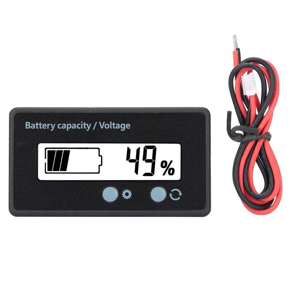 Battery Capacity Display, GY-6GS Battery Capacity Tester Waterproof Battery Capacity Monitor Indicator LCD Display 12-84V Battery Indicator Voltmeter Monitor Detector(White)