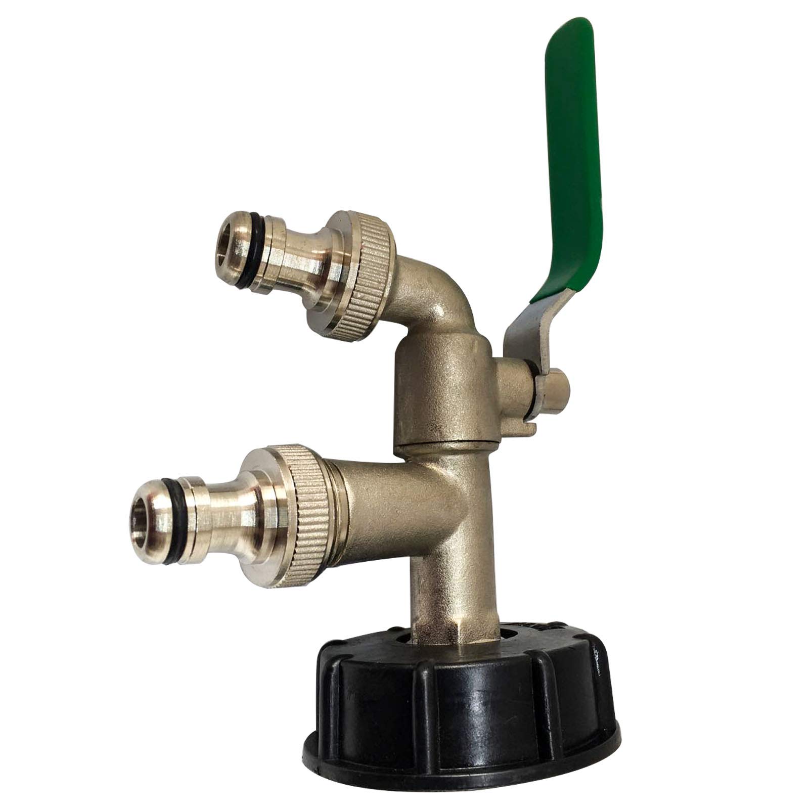 IBC Tank Adapter MASO Dual -Heads IBC Tote Tank Drain Adapter S60X6 to Brass Garden Tap with 3/4" Hose Fitting Oil Fuel Water