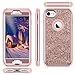 SAMONPOW 3 in 1 Bling Glitter Cover Case for iPhone 7 Case Full Body Protection Sparkle Hard PC Soft Silicone Inner Heavy Duty Bumper Case for iPhone 7 4.7 inch Rose Gold