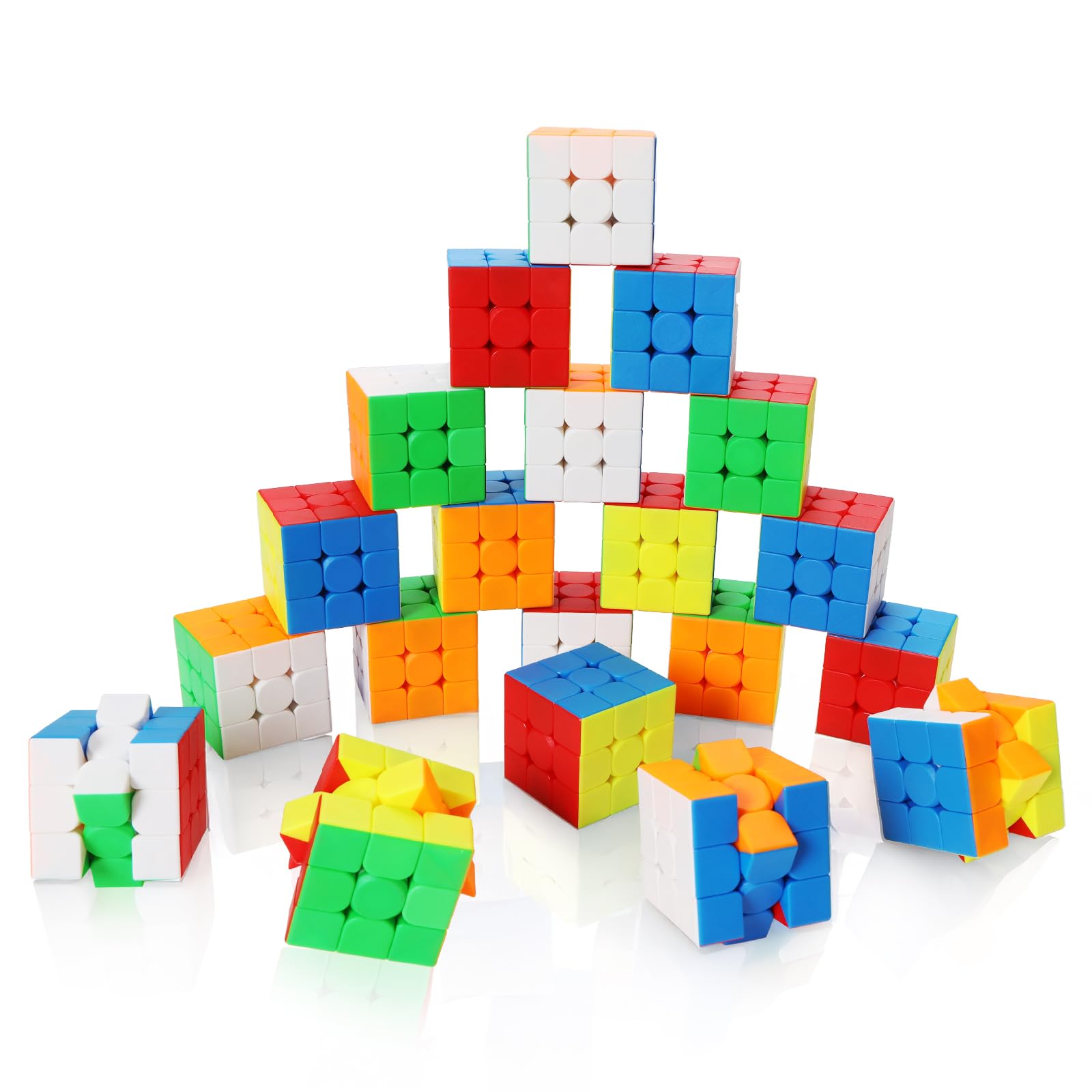 Photo 1 of 20 Pack 3x3 Speed Cube Set,3x3x3 Bulk Magic Cube Party Favors Stickerless Gifts for Kids Puzzle Game Toys