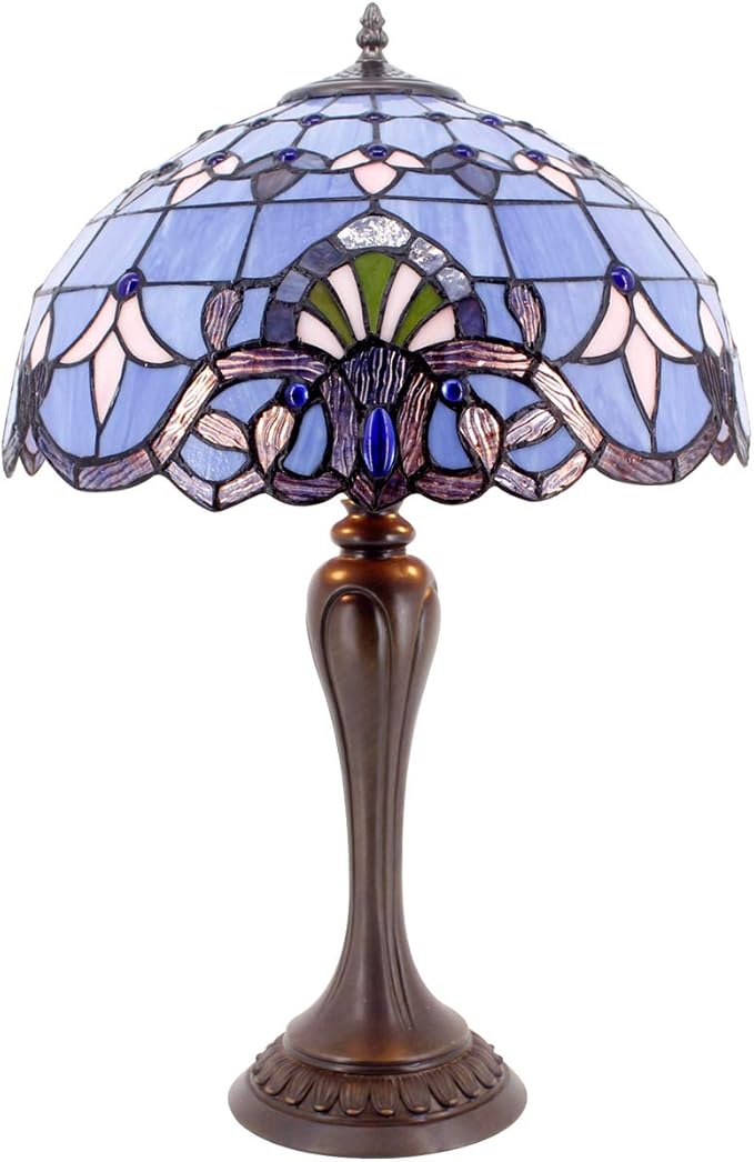 Tiffany Lamp Stained Glass Desk Lamps 24 Inch Tall Blue Purple Lavender