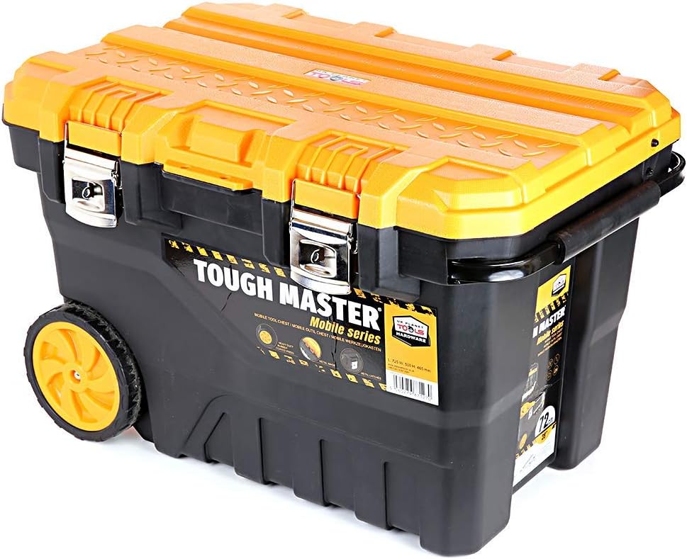 Tough Master Professional Extra Large Mobile Tool Box Chest 28'' / 72cm on Wheels with Tote Tray Handle for Big Power Tools (Wheeled Tool Box)