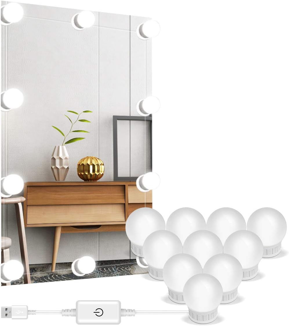 Makeup Light Vanity Mirror Lights Bath Mirror Light With 10 Led Light Bulb Hollywood Style Vanity Mirror Light Beauty Lights Diy Mirror Lamps Indoor Decorative Lights Usb No Mirror Amazon Co Uk Lighting