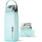 IZZI bottle Collapsible Lightweight Silicone Water Bottle (600ml, Blue) | BPA Free, Eco-Friendly, Medical Grade | Leakproof Bottle for Sports, Travel, Hiking, Gym, Outdoor Adventures and Daily Use