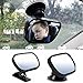 Baby Car Mirror, EnjoyULife Baby Safety Rearview Mirror, Child observation mirror, 360 Degree Adjustable, Shatterproof Acrylic, Suction Cup on Windshield/Clip on Car Sun Visor, Small Size: 3