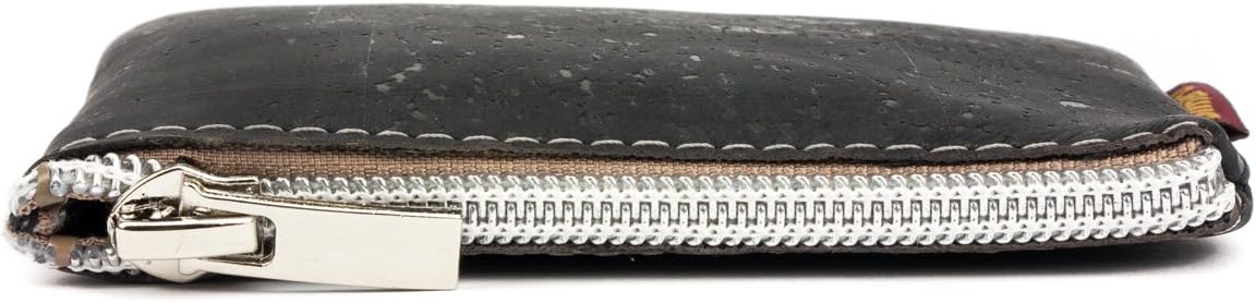 SIMARU Vegan Coin Pouch Keyring, Slim Zip Key Pouch with Card Holder Compartment (Brown), Black - Image 5