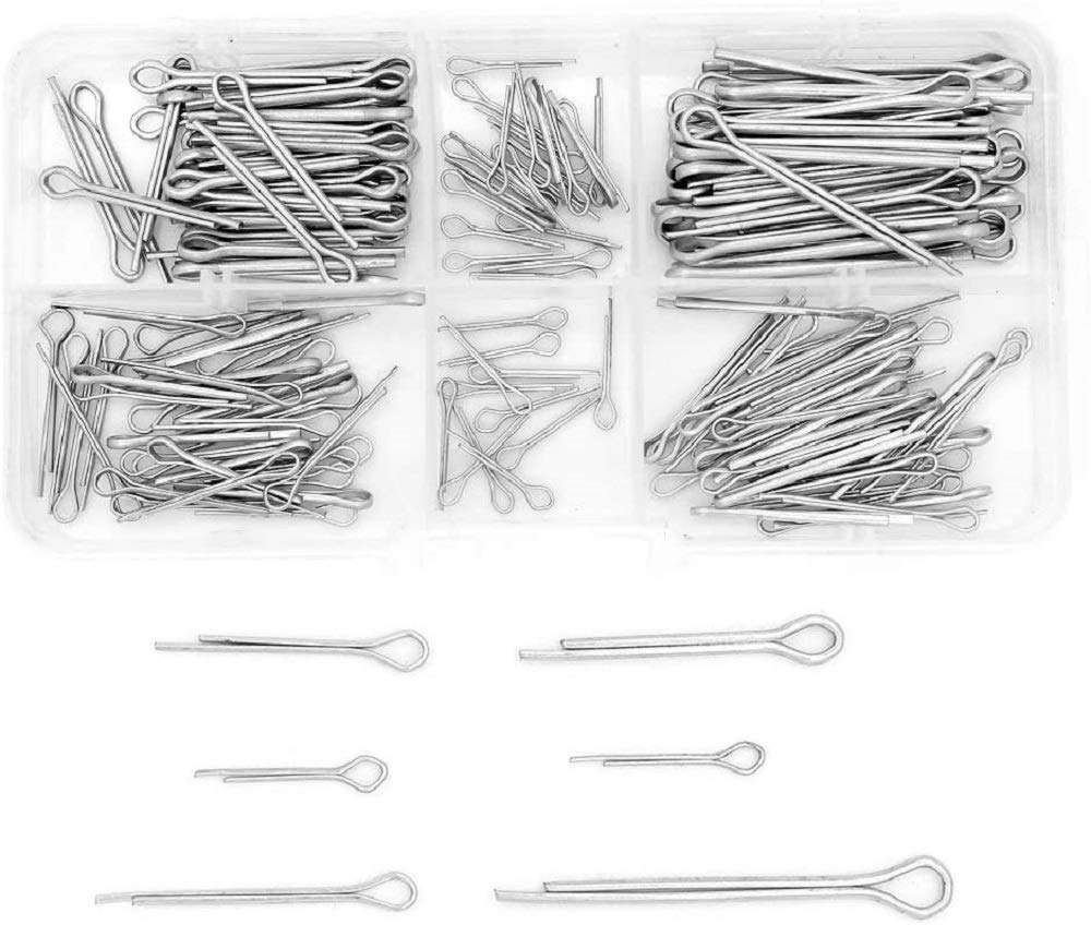 DollaTek 175Pcs 5Values Split Cotter Pin Zinc Plated Hitch Pins Fasteners Assortment kit