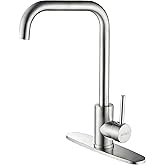 RODDEX Square Kitchen Sink Faucet, Single Handle Swivel Bar Mixer with 3 Hole Deck Plate, Stainless Steel Utility Cheese Faucets for Laundry Rv Camper Outdoor Farmhouse (Brushed Nickel, Large)