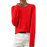 Cashmere Sweaters for Women Crew Neck Long Sleeve Casual Knitted Jumper Lightweight Wool Soft Basic Pullover Tops