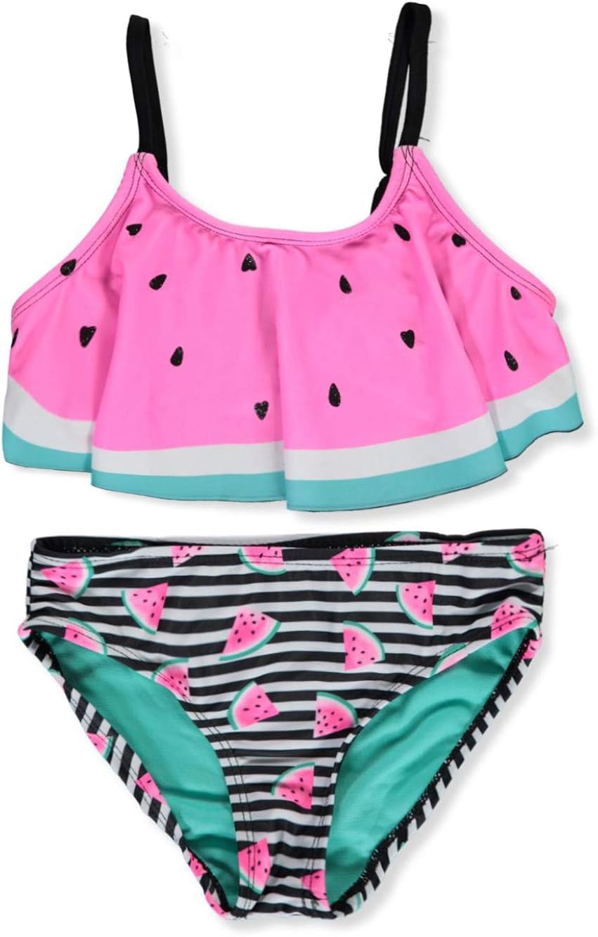 RMLA Little Girls Watermelon and Stripes 2Piece Swimsuit Multi, 5