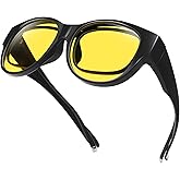 Br’Guras Night-Vision Glasses Fit Over Sunglasses for Men & Women Night Driving - Anti Glare Polarized Wraparounds