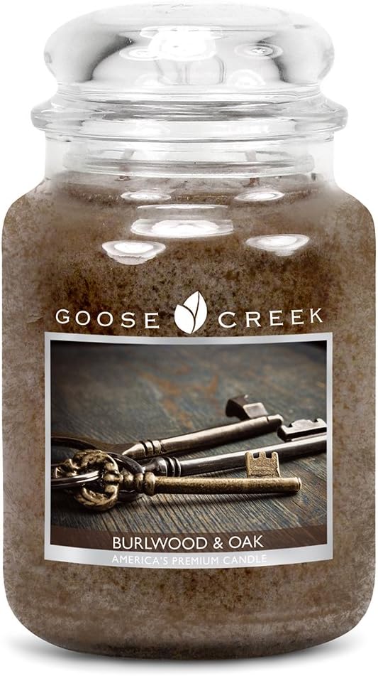 Goose Creek 24 oz. Candle Jar Burlwood and Oak, Wax, Brown, 10 x 10 x