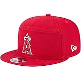 New Era Los Angeles Angels 9FIFTY Split Panel Cotton Canvas Snapback Cap, Adjustable Hat Red