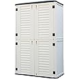 HOMSPARK Storage Shed Weather Resistance, Multi-Purpose Outdoor Storage Cabinet for Backyards and Patios, Vertical Storage Shed for Lawnmower, Patio Accessories (White 1, Tall - 53 cu.ft)
