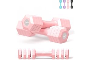 FRAGRAIM Adjustable Dumbbells Set, 4 in 1 Hand Weights Set for Women Men 10 LB/ 12 LB Dumbbell Pair Each 2lbs 3lbs 4lbs 5lbs Weights Dumbbells Set with TPU Soft Rubber Handle for Home Gym Exercise Fitness