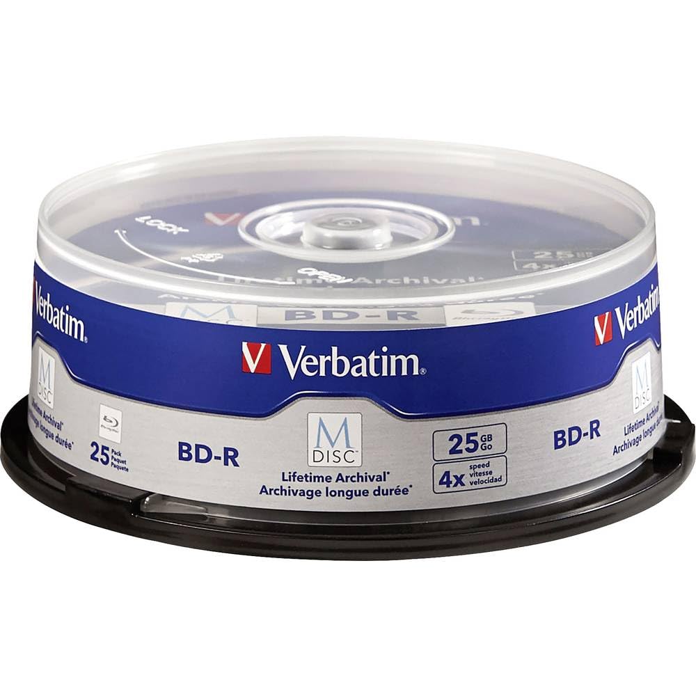 Verbatim M DISC BD-R 25 GB 4X Discos grabables Blu-ray de archivo, paquete de 25